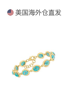 自营Ross-Simons 绿松石手链18k金镀层纯银7英寸精致优雅 美国奥
