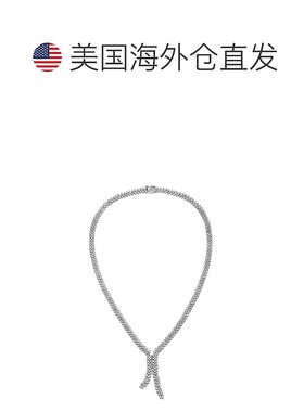 自营 GENEVIVE 纯银立方氧化锆三排簇状项链 - 银白色 美国奥莱直