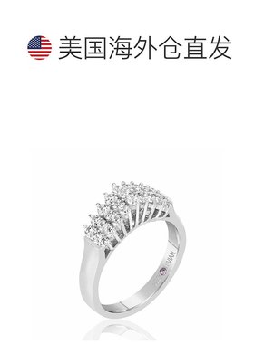 自营 Suzy Levian 纯银白色立方氧化锆 3 排戒指 - 白色 美国奥莱