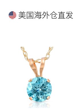 pompeii31/2 克拉实验室培育蓝钻单粒吊坠项链 14k 白金或黄金 -