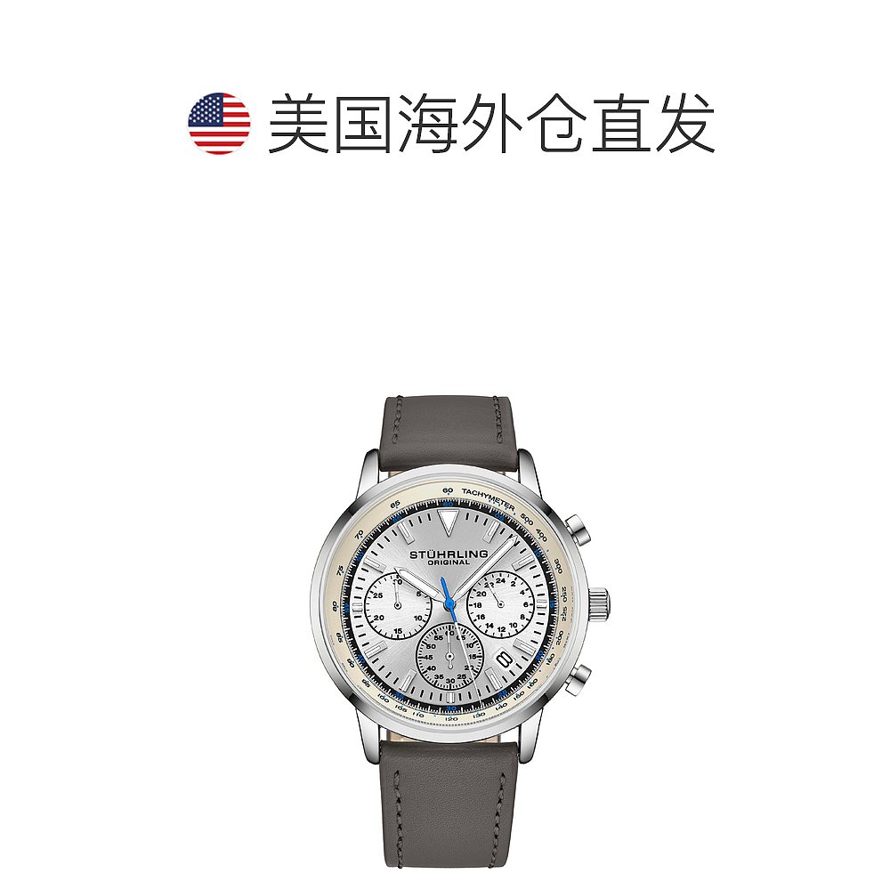 stuhrling original3986L 石英 44 毫米计时码表 - 银色/蓝色 【 - 图1