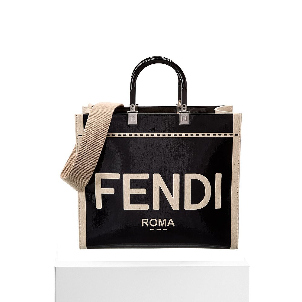 FENDI Sunshine Medium Patent Tote black【美国奥莱】直发-图3