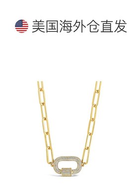 sterling forever密镶 CZ 登山扣链锁项链 - 金色 【美国奥莱】直