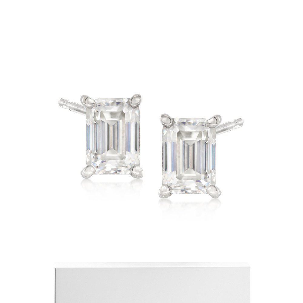 Ross-Simons Moissanite Stud Earrings in Sterling Silver- wh-图3