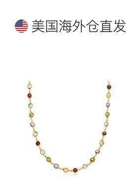 自营 Ross-Simons 包边镶多宝石项链 18 克拉金镀在纯银上 - 20