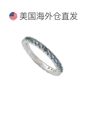 自营Suzy Levian 纯银细水绿色方晶锆石永恒戒指 - 蓝色 美国奥莱