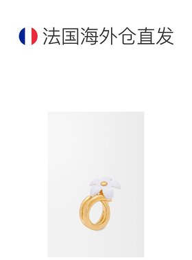 自营1h可退 欧洲直邮LOEWE/罗意威 女士金色/白色纯银/珐琅戒指