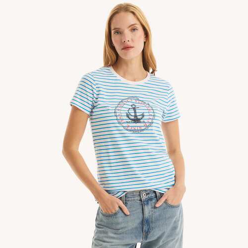 自营Nautica Womens Sailing Club Graphic T-Shirt - bright whi - 图0