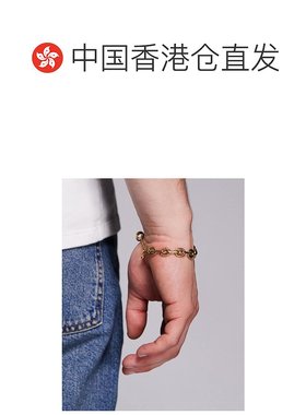 1h可退 香港直邮潮奢 ASOS 男士 设计防水不锈钢双链环链条锤痕手