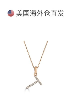 自营 sabrina14k 玫瑰金和钻石初始项链 - 玫瑰 t 美国奥莱直发