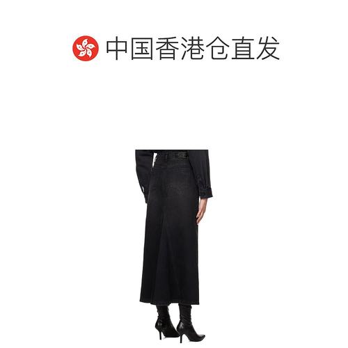 香港直邮潮奢 Juun.J女士黑色褪色牛仔半身裙-图1