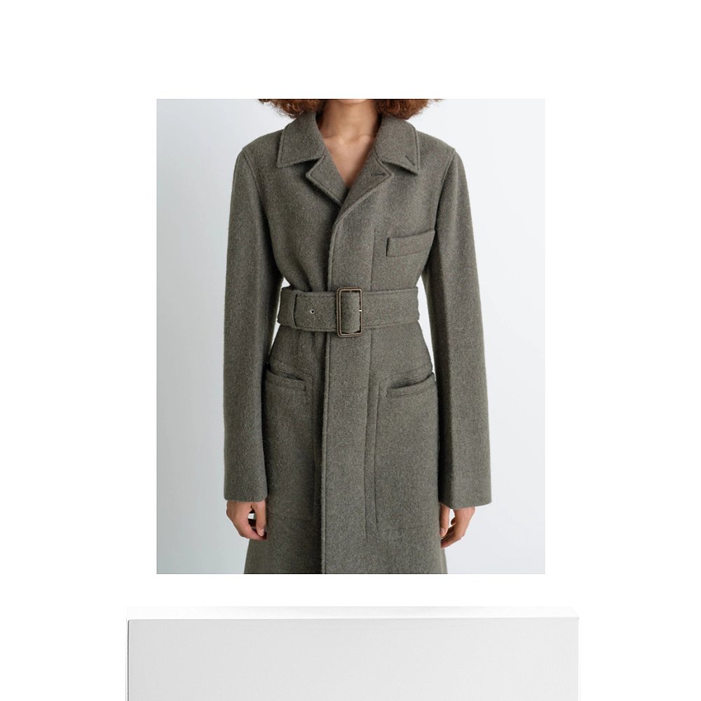 1h可退 LEMAIRE 女士大衣 CO1119LF504GR678 AW2025 绿色 系腰带 - 图3