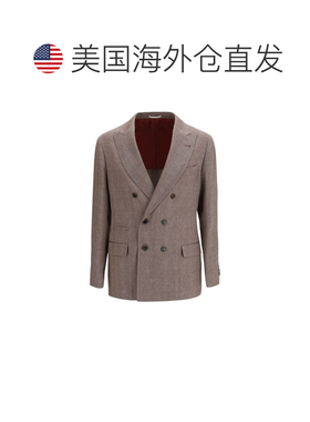 自营Brunello Cucinelli Linen Men's Blazer - brown 美国奥莱直