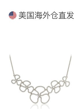 自营 Suzy Levian 纯银立方氧化锆花卉细项链 - 白色 美国奥莱直