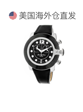 自营GLAM ROCK Leather Dress Women's Watch - black 美国奥莱直