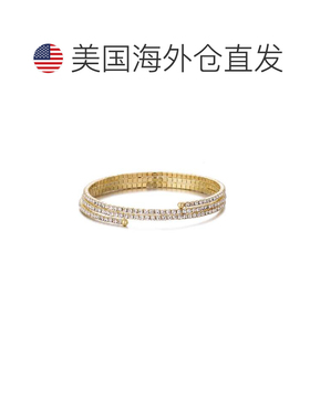 自营adorniaGold Plated Triple Coil Crystal Tennis Stretch Br