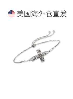 自营Ross-Simons Sterling Silver Bali-Style Floral Cross Bolo