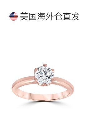 自营 pompeii31 克拉圆形钻石单石订婚戒指 14K 玫瑰金 - 14k 玫