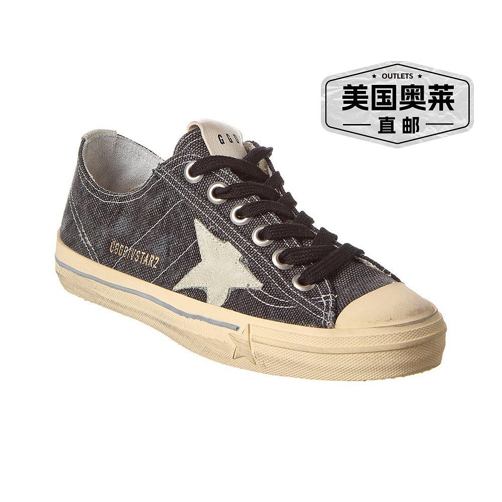 Golden Goose Vstar2帆布运动鞋-黑色【美国奥莱】直发-图0