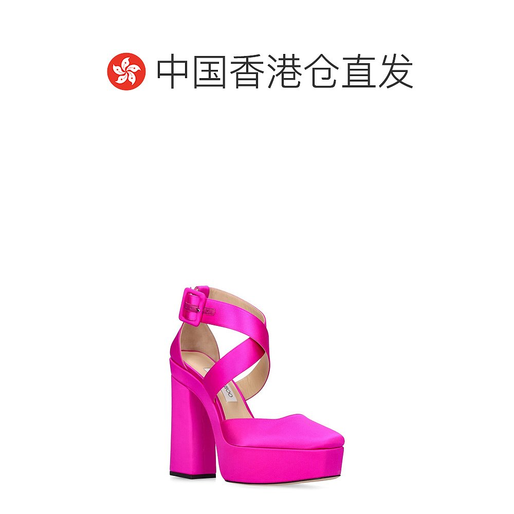 香港直邮潮奢 Jimmy Choo女士140毫米Gian绸缎高跟鞋-图1