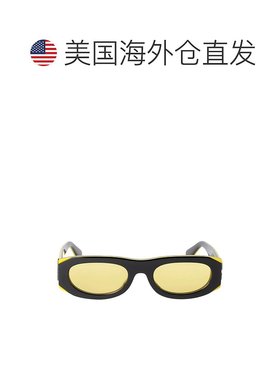 自营 off-white米白色奥兰多椭圆形太阳镜-黑黄色 美国奥莱直发