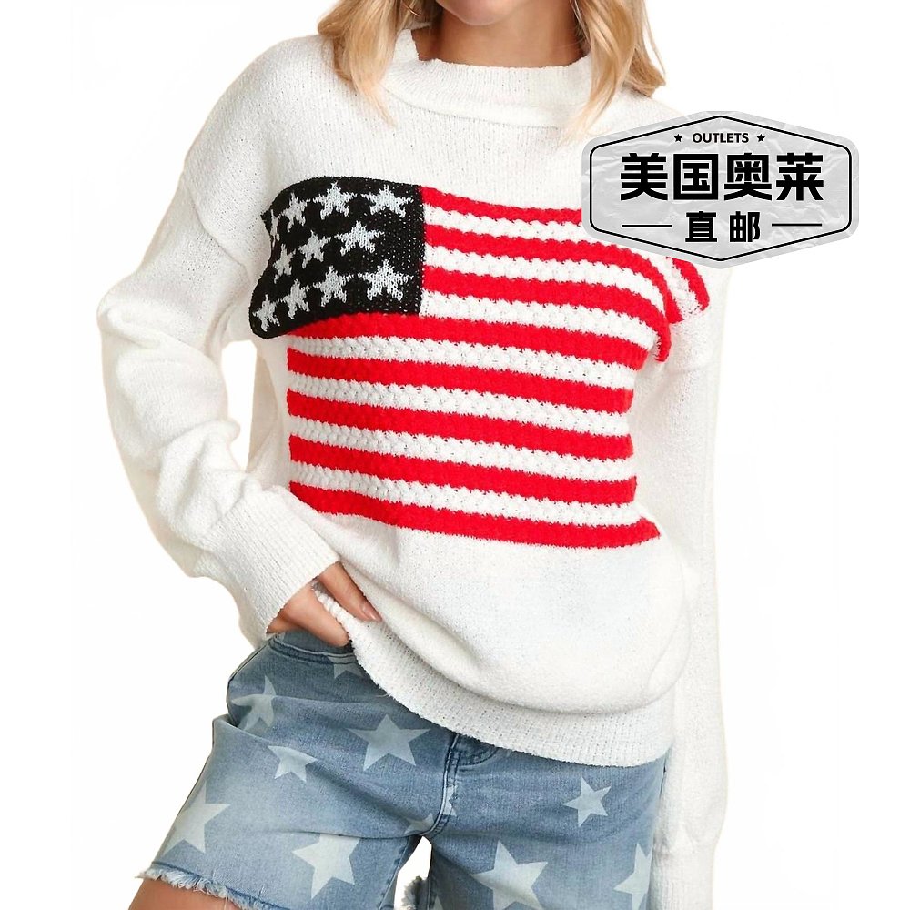 自营 haptics女式白色You're A Grand Ol旗帜毛衣 美国奥莱直发 - 图0