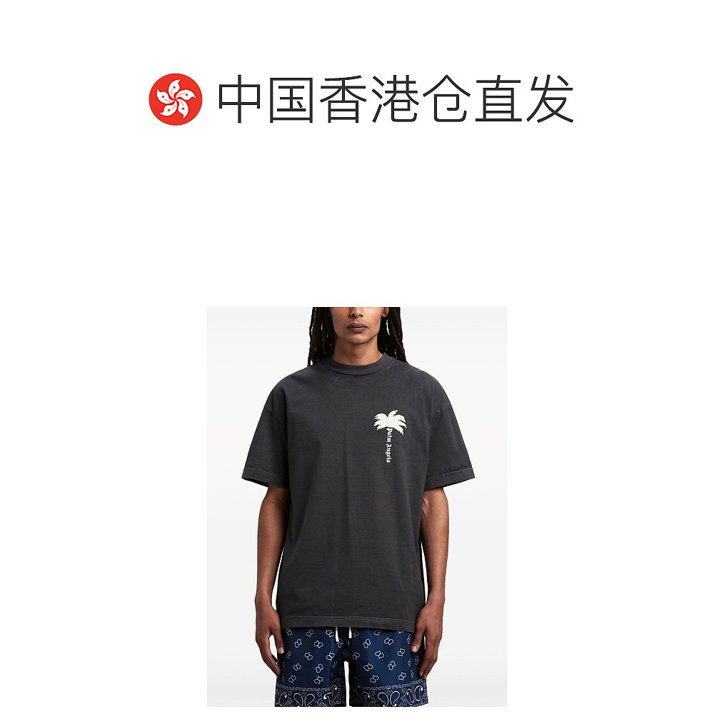 香港直邮潮奢 Palm Angels 男士Angels and Polos 棕榈树印花T恤T - 图1