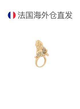 自营欧洲直邮Dior迪奥 女士金色白色树脂珠戒指珍珠配饰