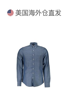 自营Gant Cotton Men's Shirt - blue 美国奥莱直发
