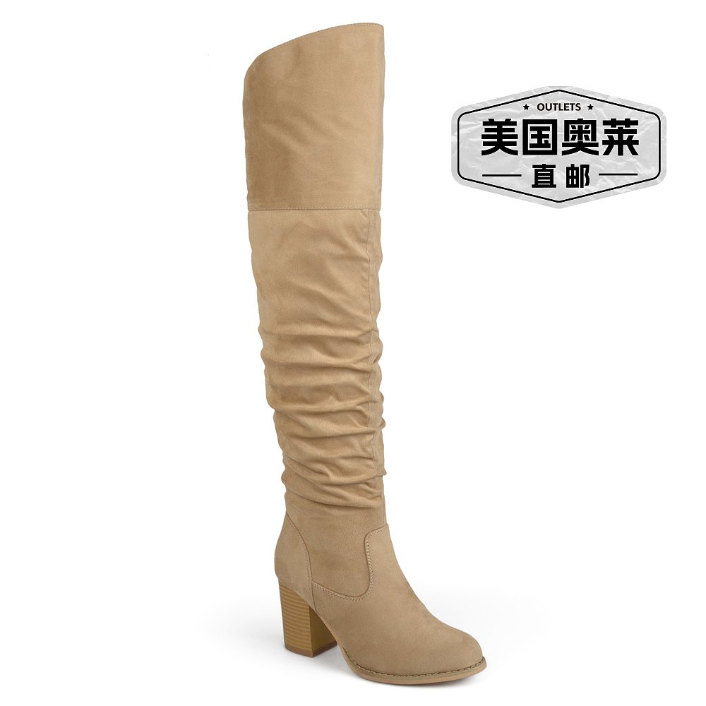 自营 Journee Collection 女士宽幅 Kaison 靴子 - 石 美国奥莱直 - 图0