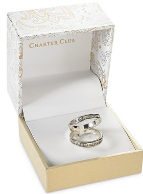Charter Club|镀银或镀金玻璃石双环戒指