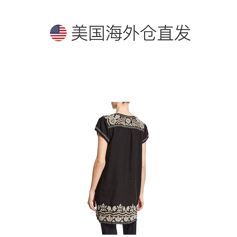 johnny wasRita Peasant Tunic Dress In Black black 【美国奥莱 - 图1