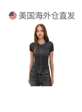 自营rag & bone Women's Miramar Jersey Baby Tee - washed blac