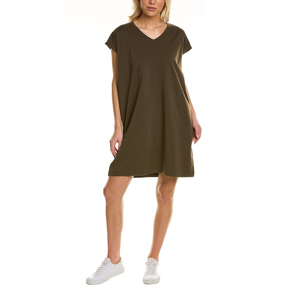 EILEEN FISHER V-Neck T-Shirt Dress green 【美国奥莱】直发 - 图2