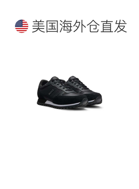 自营Men's Hugo Boss Parkour Runn Sneakers Black Faux Leather