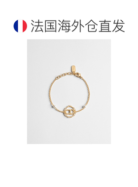自营欧洲直邮Dior迪奥 CD Circle Chain女士金色/白色珍珠水晶手