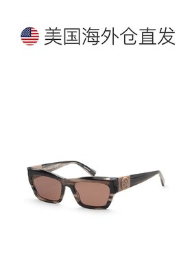 自营 Longchamp女式53毫米条纹黑色太阳镜-条纹黑色 美国奥莱直发