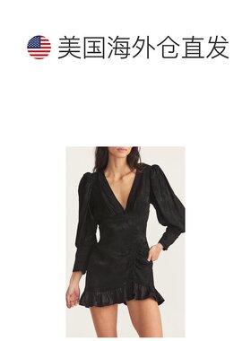 自营LOVESHACKFANCY Women's Revaline Black Ruffle Trim Mini D
