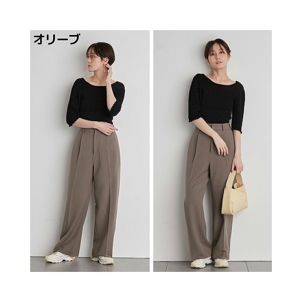 日本直邮 emmi emmi atelier Tuck Design直筒裤女春夏休闲裤13WF - 图0