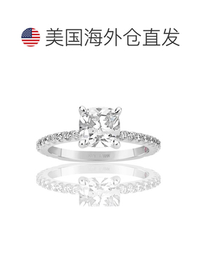 自营Suzy Levian 纯银圆形切割方晶锆石新娘订婚戒指 - 白色 美国