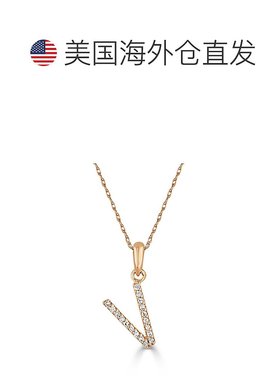自营 sabrina14k 玫瑰金和钻石初始项链 - 玫瑰 v 美国奥莱直发