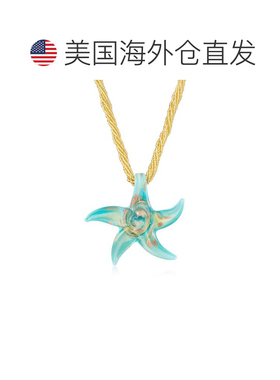 自营Ross-Simons 意大利绿松石穆拉诺玻璃海星项链，18kt 纯银镀