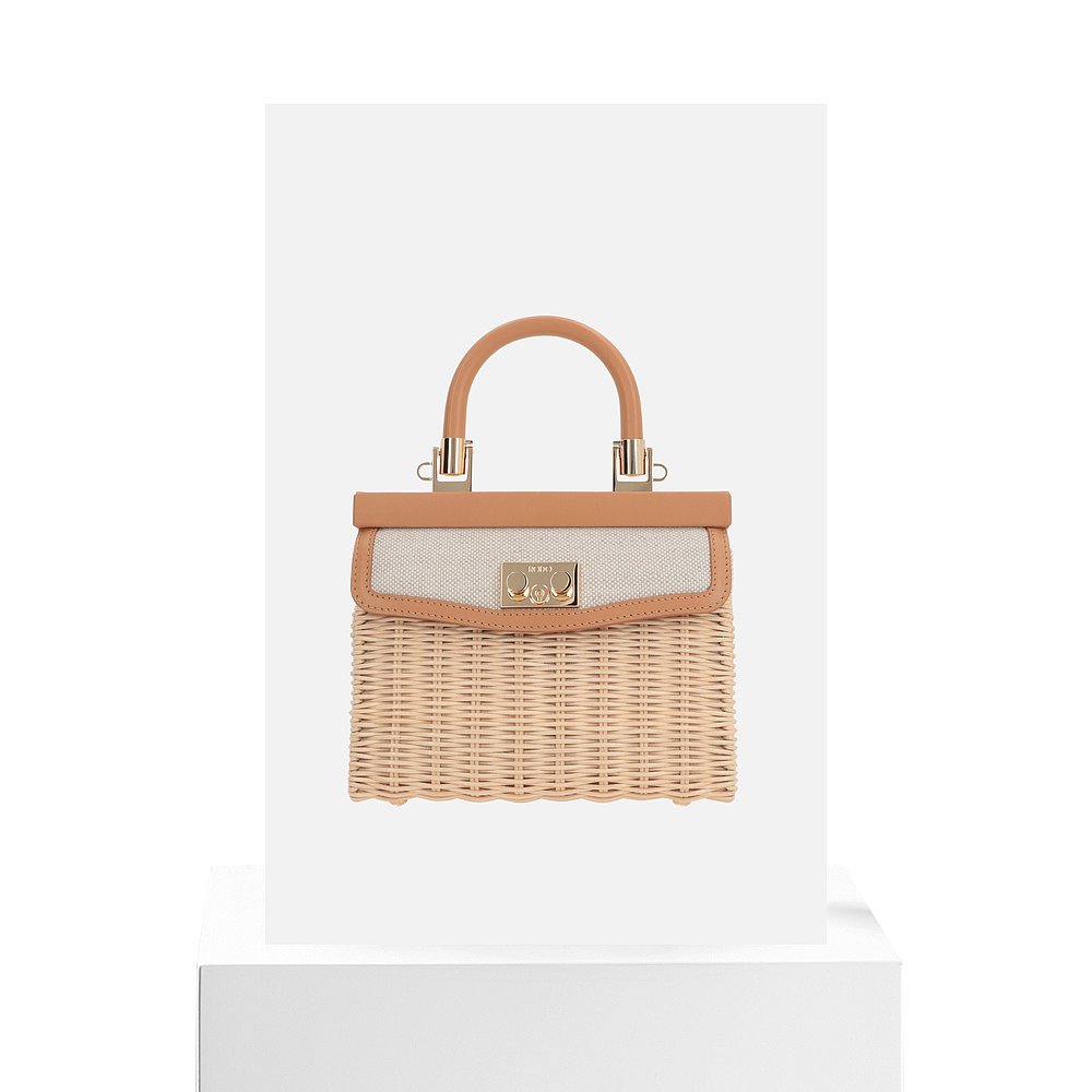 香港直邮潮奢 Rodo女士 Paris small willow and canvas handbag-图3