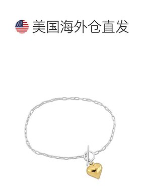 自营 Mimi & Max 黄色心形吊饰手链配黄色和纯银切换扣 - 7.5 英