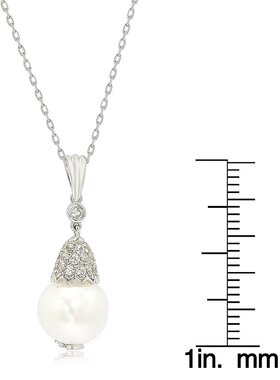 【美国奥莱】直发 Suzy Levian 纯银珍珠和白色蓝宝石皇冠吊坠