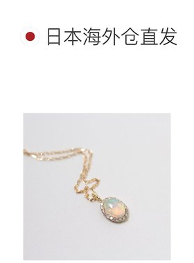 1h可退 日本直邮cui-cui K18 黄金椭圆项链 埃塞俄比亚产欧泊与钻