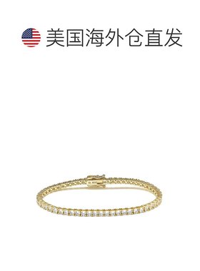 自营 Suzy Levian 方晶锆石黄金纯银 7 英寸网球手链 - 黄色 美国