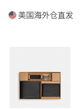 美国直邮COACH 盒装三合一钱包礼品套装 CS433 黑色