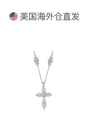 Ross-Simons Diamond Openwork Cross Pendant Necklace in Sterl