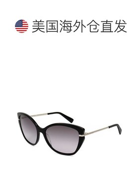 自营 Longchamp女式57毫米灰色太阳镜-黑色 美国奥莱直发